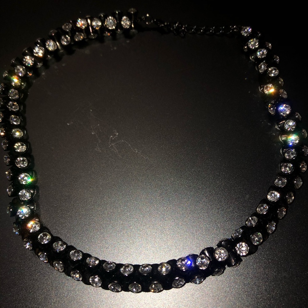 Kenneth Jay Lane Rhinestone Gunmetal Choker - image 2
